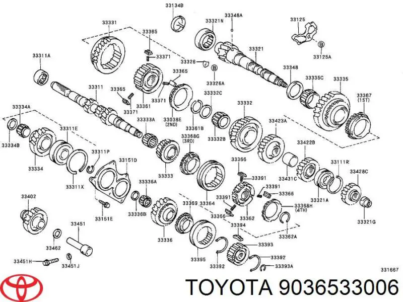 Łożysko wału głównego skrzyni biegów Toyota 9036533006 cena, od 44,75 USD