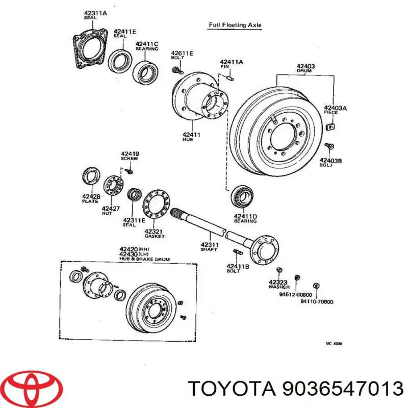 Do koszyka 9036547013 Toyota Lożysko piasty tylnej