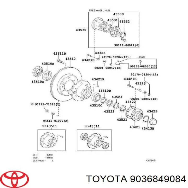 9036849084 Toyota Łożysko wewnętrzne piasty tylnej