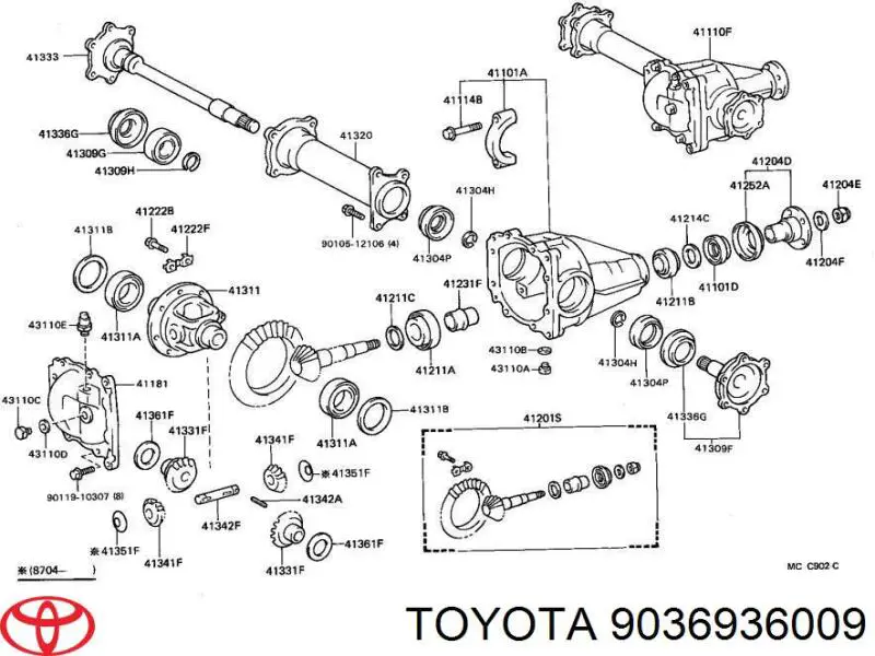 Łożysko półosi mostu przedniego Toyota T100 