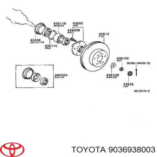 9036938003 Toyota Łożysko piasty przedniej
