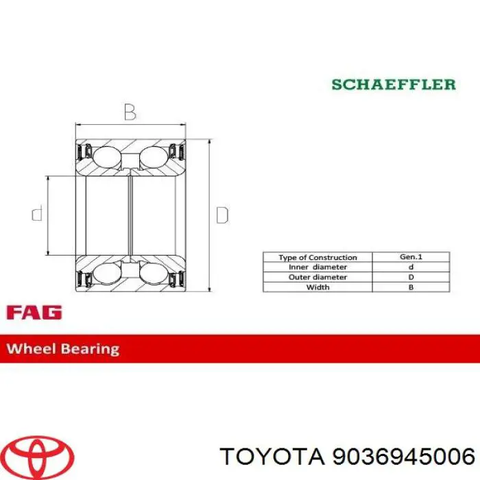 Do koszyka 9036945006 Toyota Łożysko piasty przedniej