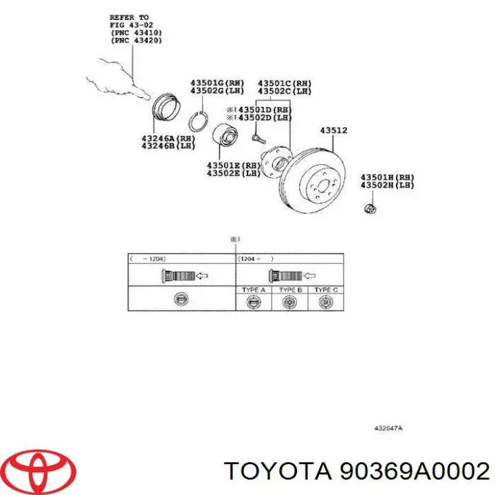 Łożysko piasty przedniej Toyota 90369A0002 cena, od 40,15 USD