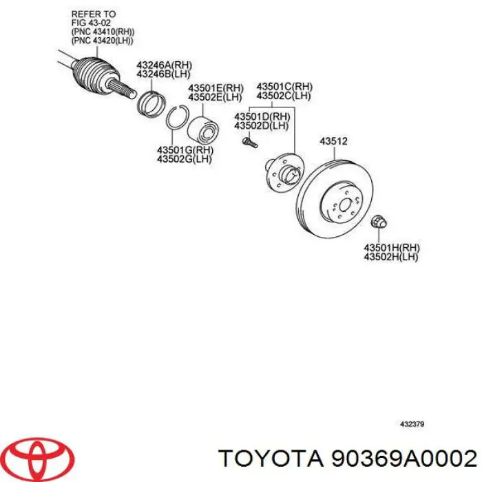 Łożysko piasty przedniej Toyota 90369A0002 cena, od 49,03 USD