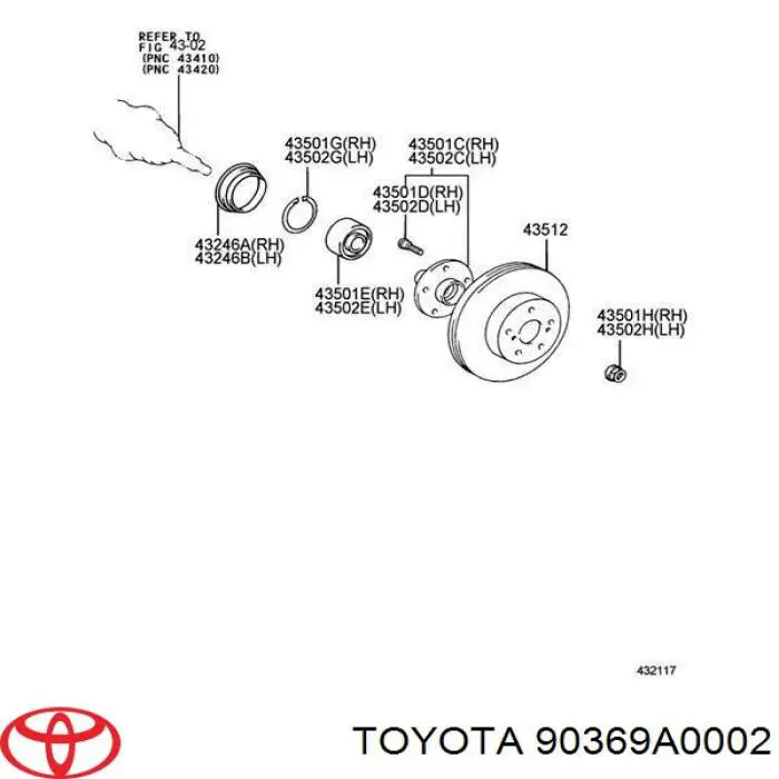 Do koszyka 90369A0002 Toyota Łożysko piasty przedniej