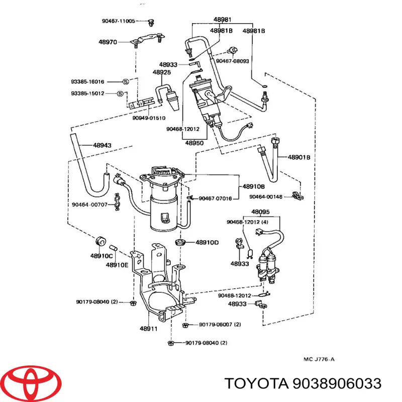 Poduszka kompresora amortyzatorów Toyota 9038906033 cena, od 4,08 USD