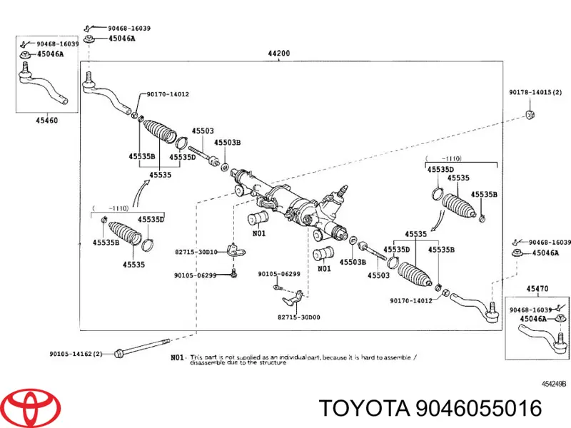 Do koszyka 9046055016 Toyota Uchwyt osłony maglownicy