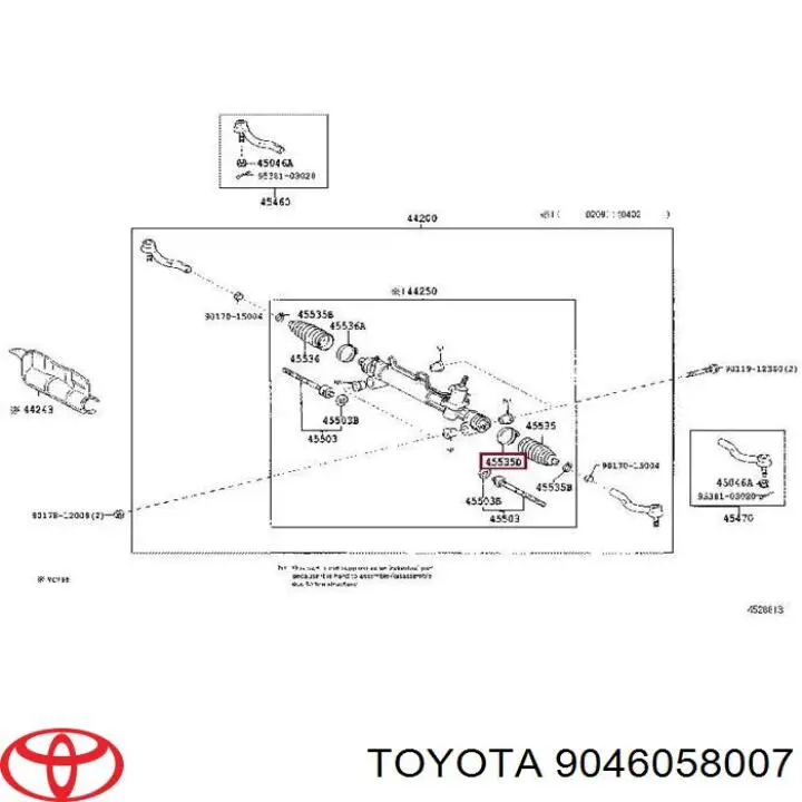 9046058007 Toyota Uchwyt osłony maglownicy