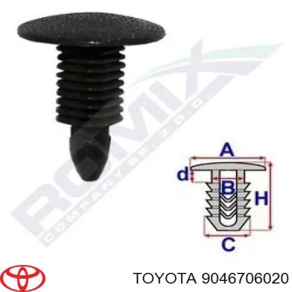 Spinka mocowania nadkola przedniego Toyota 9046706020C0 cena, od 1,18 USD