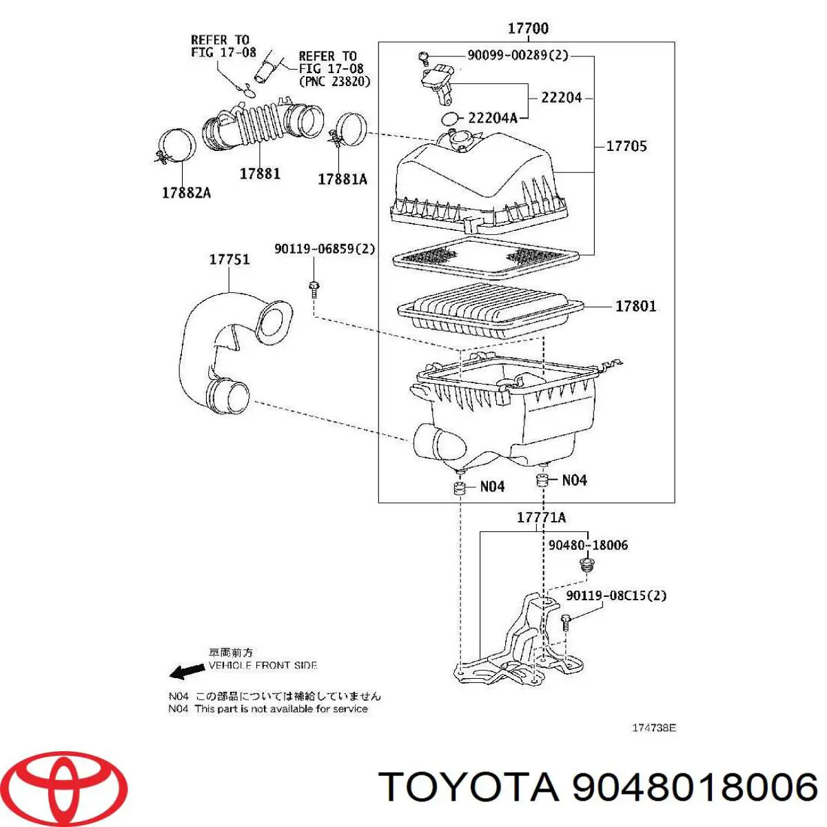 Poduszka obudowy filtra powietrza Toyota 9048018006 cena, od 4,16 USD