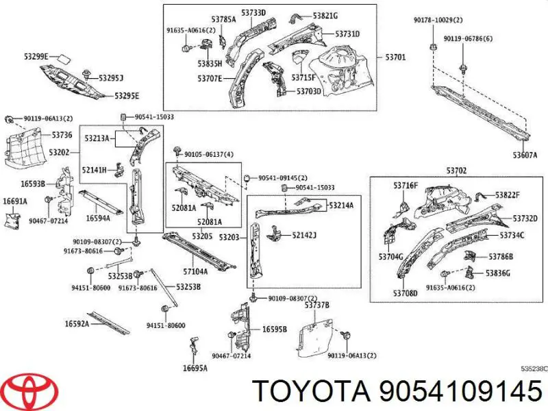 9054109145 Toyota Odbój klapy bagażnika (drzwi 3/5 tylnych)