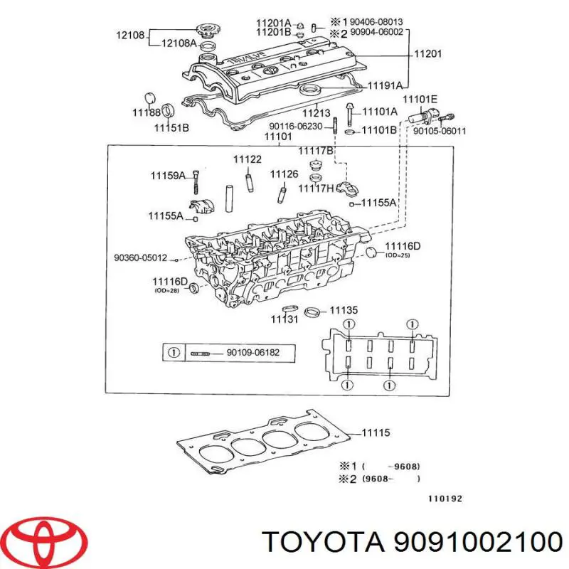 9091002100 Toyota Śruba głowicy cylindrów