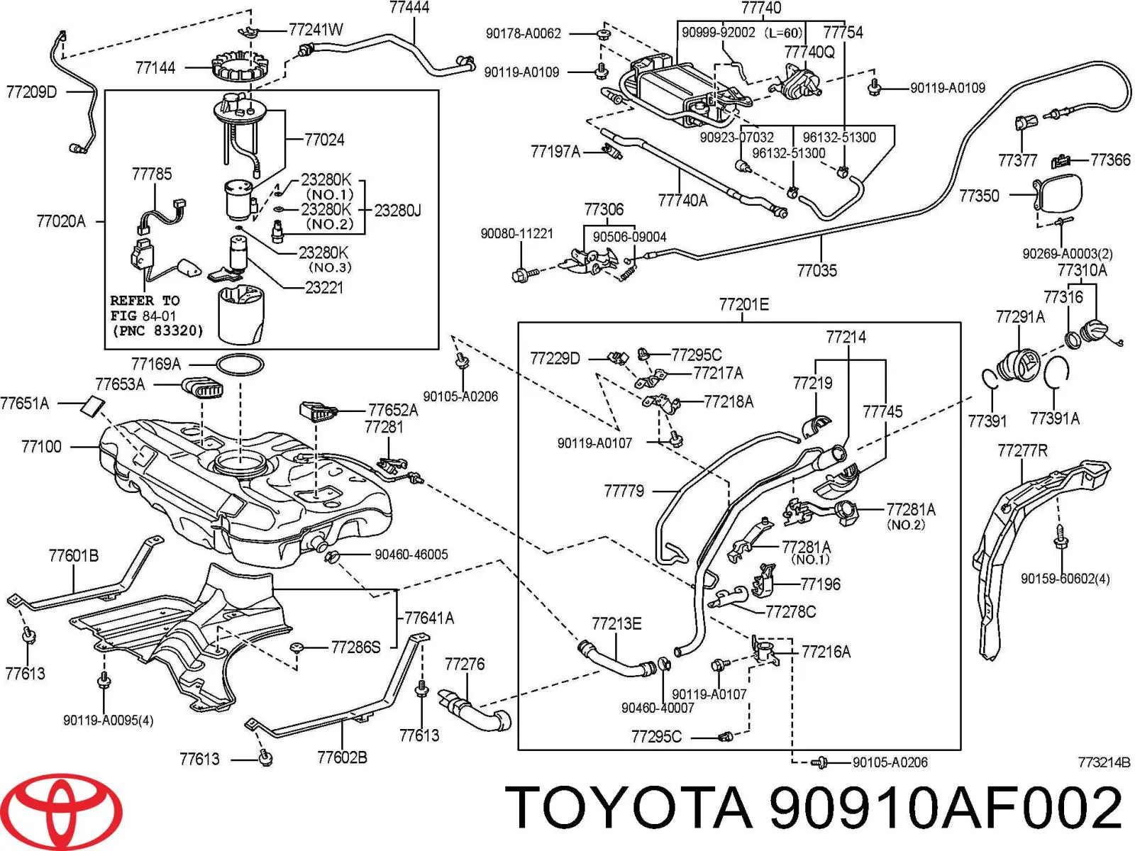 Do koszyka Zawór odpowietrzający zbiornika paliwa Toyota Sequoia  K6
