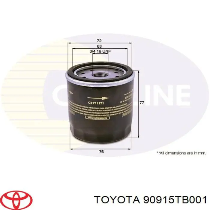 Do koszyka 90915TB001 Toyota Filtr oleju