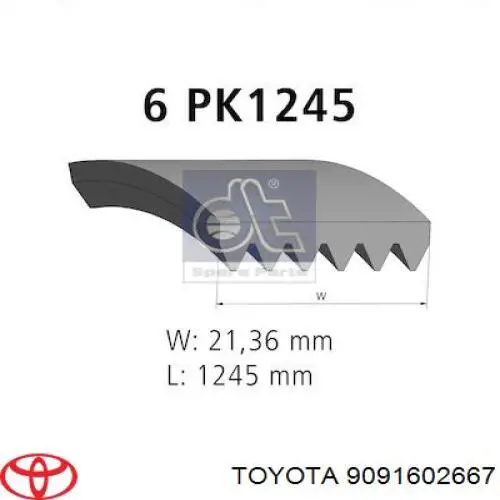 Pas napędowy mechanizmów Toyota 9091602667 cena, od 17,59 USD