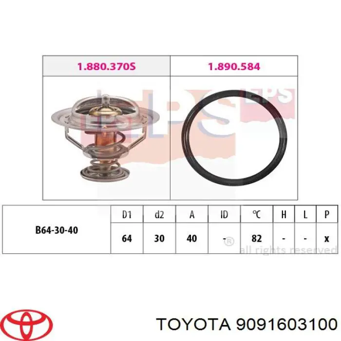 Termostat Toyota 9091603100 cena, od 26,87 USD