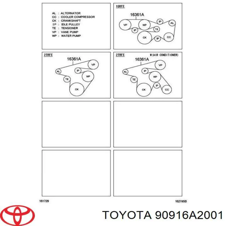 90916A2001 Toyota Pas napędowy mechanizmów