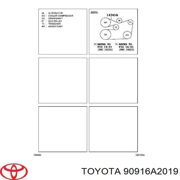 Pas napędowy mechanizmów Toyota 90916A2019 cena, od 21,06 USD