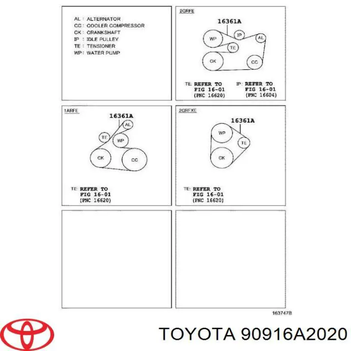 90916A2020 Toyota Pas napędowy mechanizmów