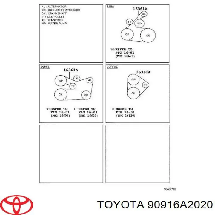 Do koszyka 90916A2020 Toyota Pas napędowy mechanizmów