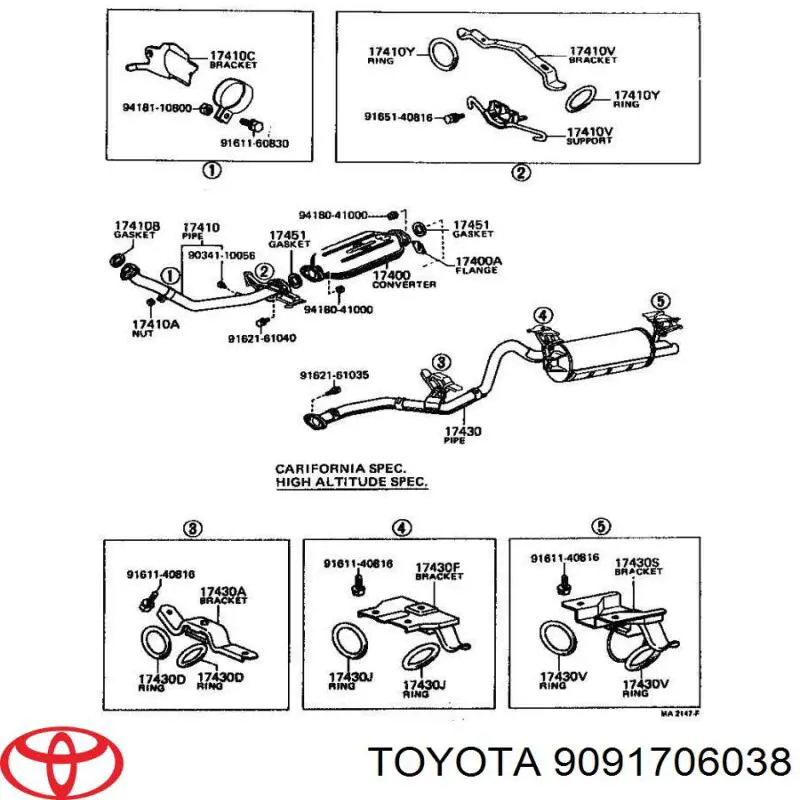 Uszczelka rury odbiornika tłumika Toyota 9091706038 cena, od 2,08 USD