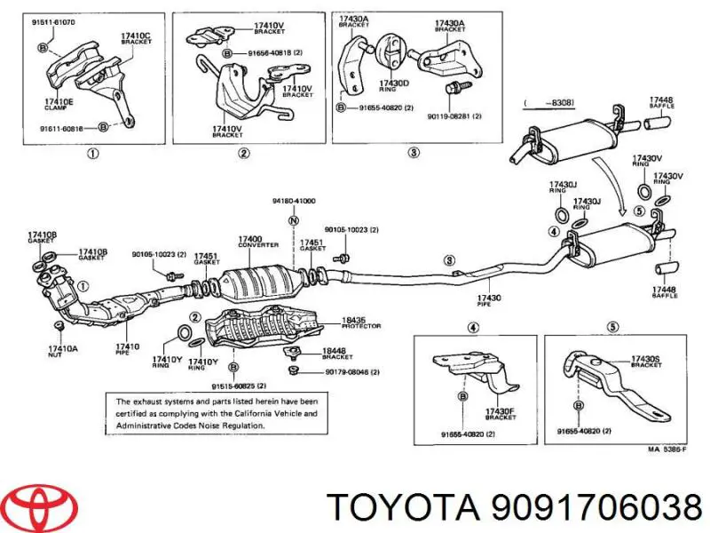 Do koszyka 9091706038 Toyota Uszczelka rury odbiornika tłumika