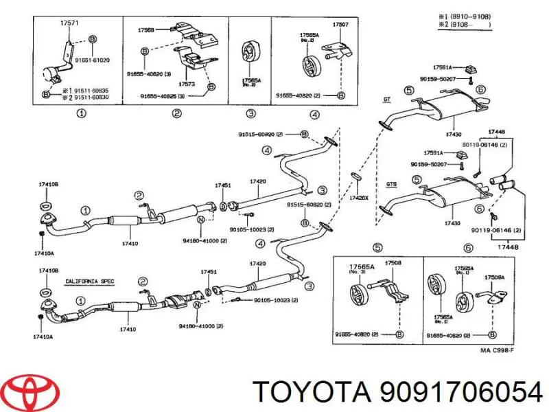 9091706054 Toyota Uszczelka tłumika montażowa