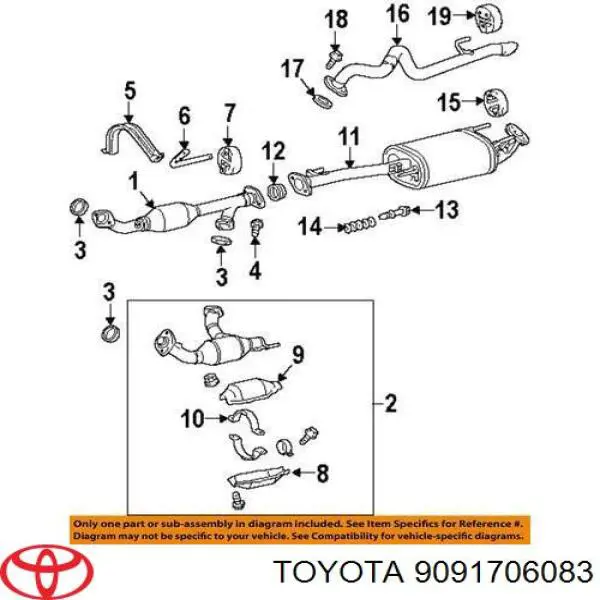 Uszczelka rury odbiornika tłumika Toyota 9091706083 cena, od 5,63 USD