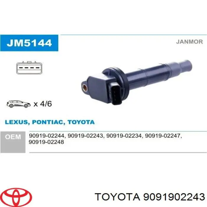 Do koszyka 9091902243 Toyota Cewka zapłonowa