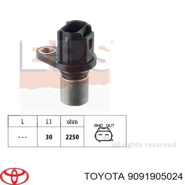 Czujnik położenia wałka rozrządu Toyota 9091905024 cena, od 27,78 USD