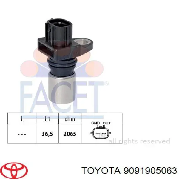 Czujnik położenia wału korbowego Toyota 9091905063 cena, od 25,45 USD