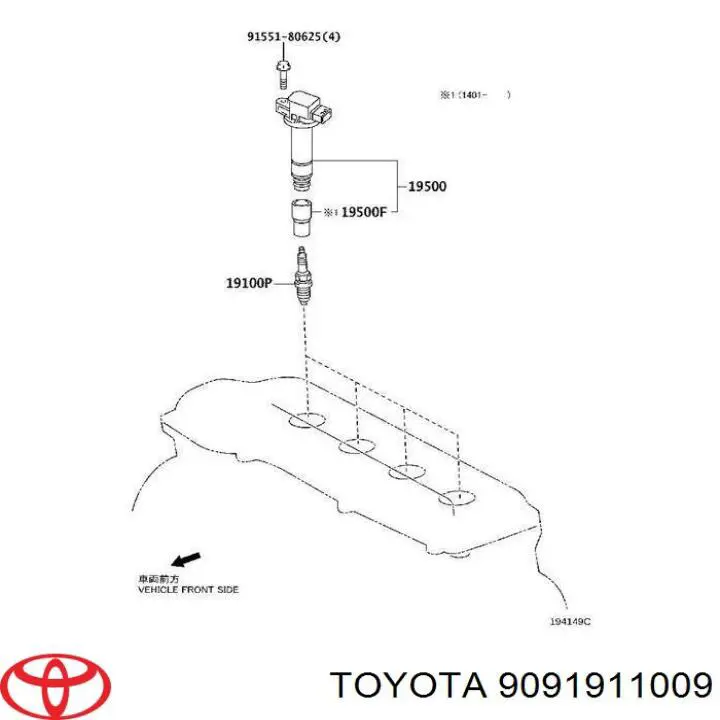 9091911009 Toyota Końcówka świecy zapłonowej