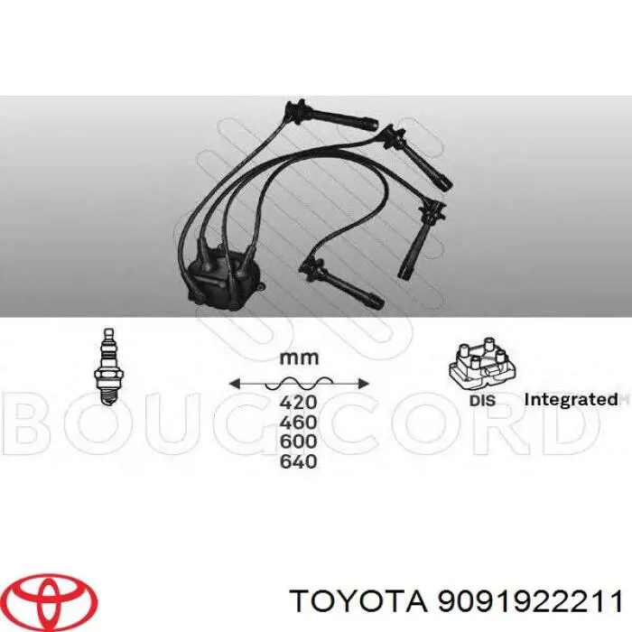 Do koszyka 9091922211 Toyota Zestaw przewodów wysokiego napięcia