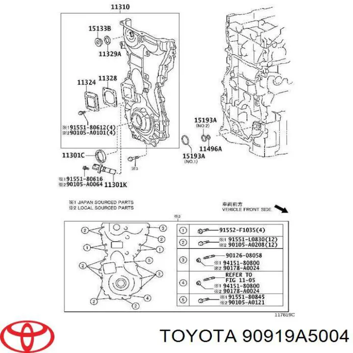 90919A5004 Toyota czujnik położenia wału korbowego