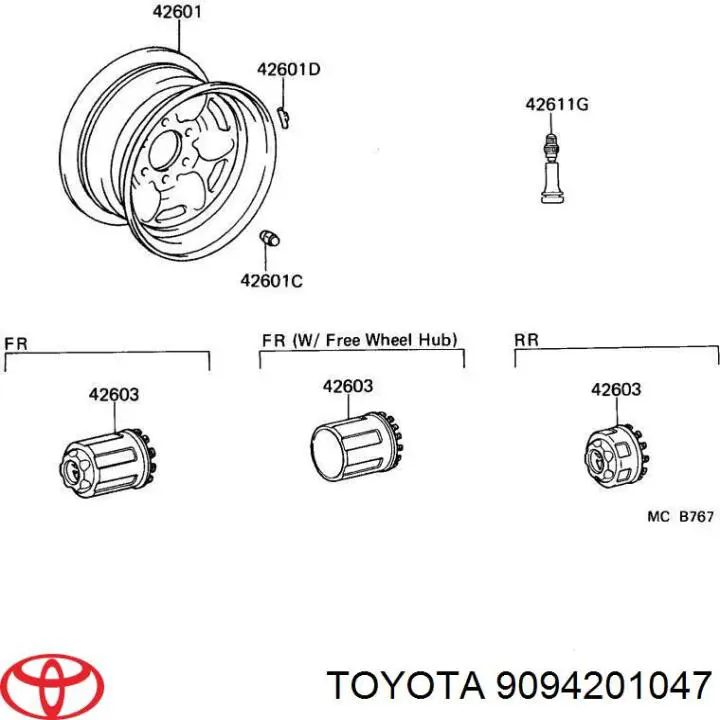 9094201047 Toyota Nakrętka koła