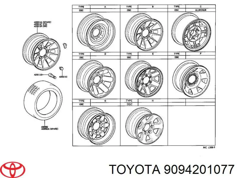Nakrętka koła Toyota 9094201077 cena, od 8,06 USD
