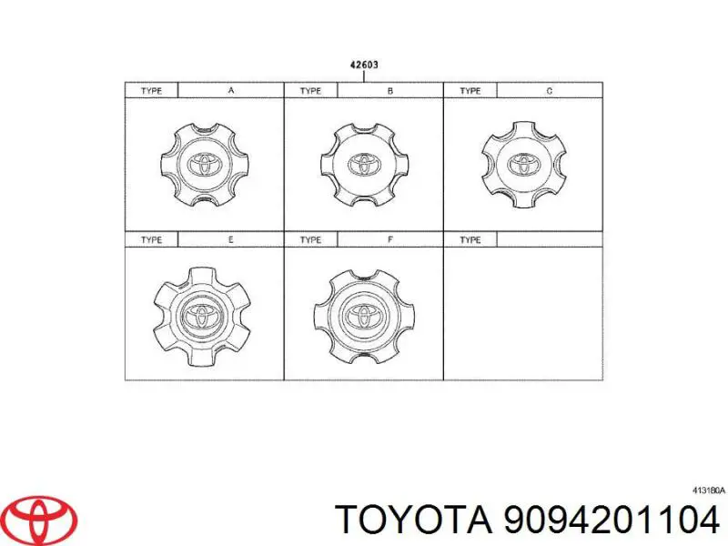 Do koszyka 9094201104 Toyota Nakrętka koła
