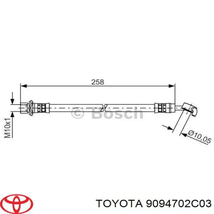 Do koszyka 9094702C03 Toyota Przewód hamulcowy przedni