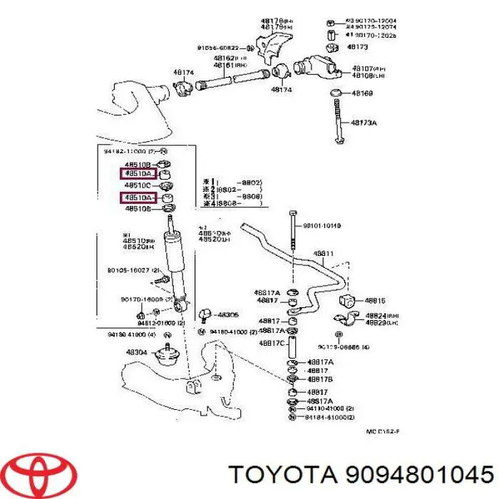 Tuleja trzpienia amortyzatora tylnego Toyota 9094801045 cena, od 2,35 USD