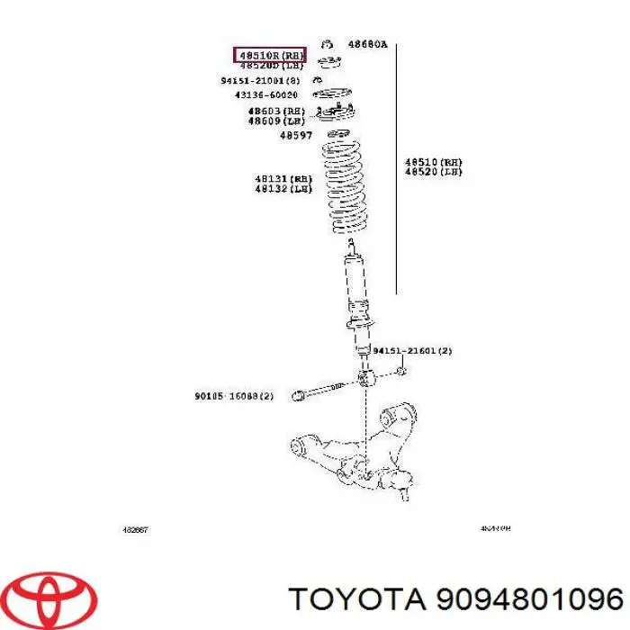 Tuleja trzpienia amortyzatora przedniego Toyota 9094801096 cena, od 17,13 USD