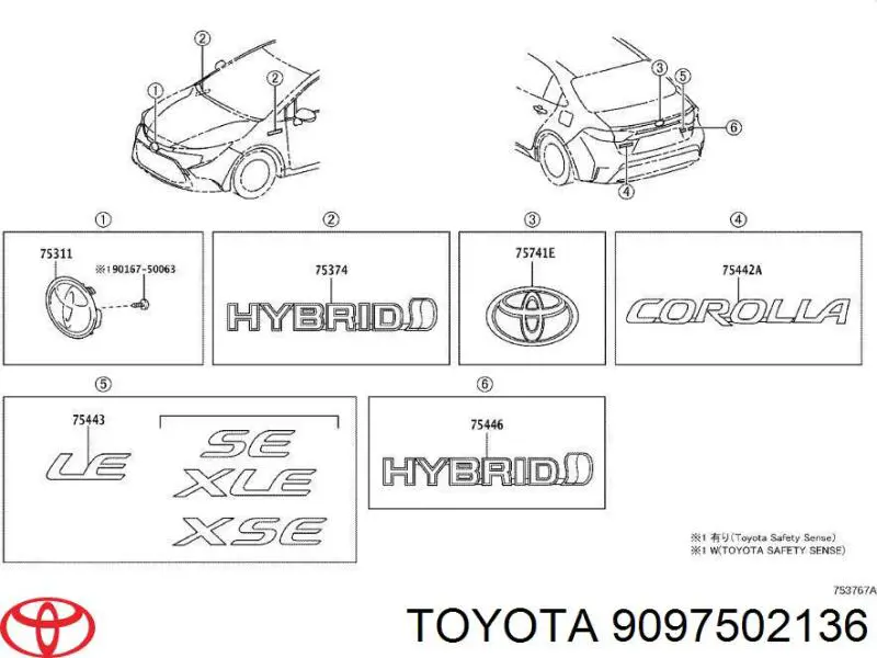9097502136 Toyota Emblemat na atrapę chłodnicy