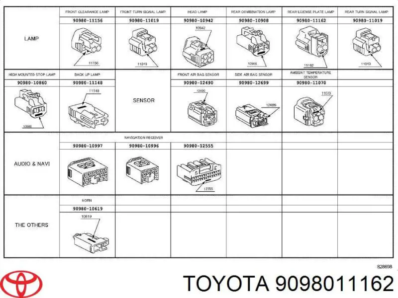 9098011162 Toyota Złącze (wtyczka) tylnej lampy