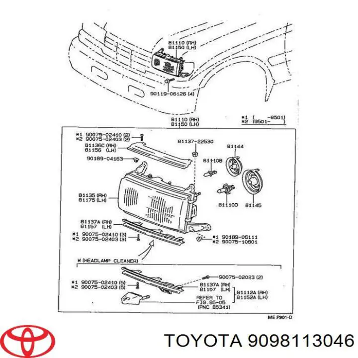 Żarówka halogenowa Toyota 9098113046 cena, od 8,23 USD