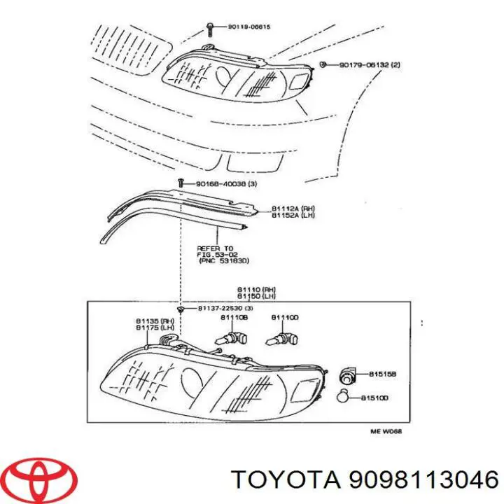 Do koszyka 9098113046 Toyota Żarówka halogenowa