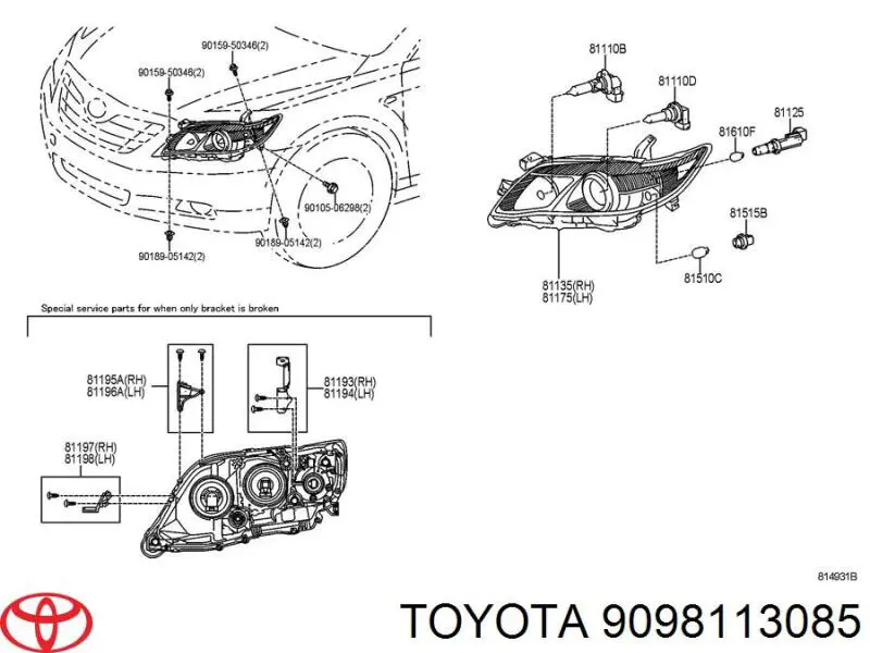 Żarówka Toyota 9098113085 cena, od 7,24 USD