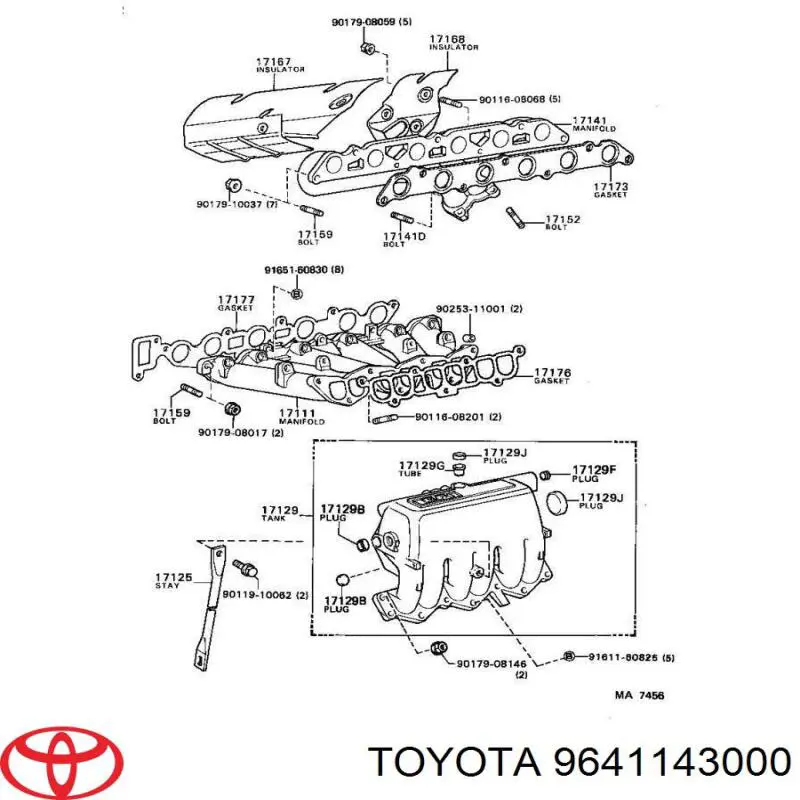 Zaślepka głowicy cylindrów/bloku cylindrów Toyota 9641143000 cena, od 14,13 USD
