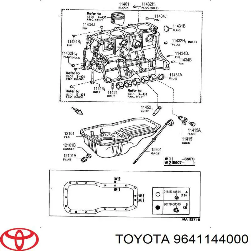Do koszyka 9641144000 Toyota Zaślepka głowicy cylindrów/bloku cylindrów