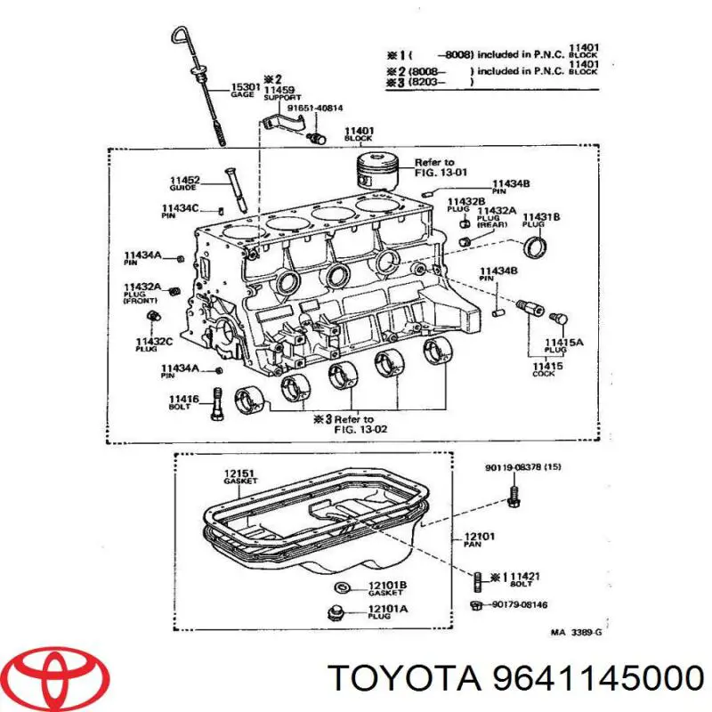 9641145000 Toyota Zaślepka głowicy cylindrów/bloku cylindrów
