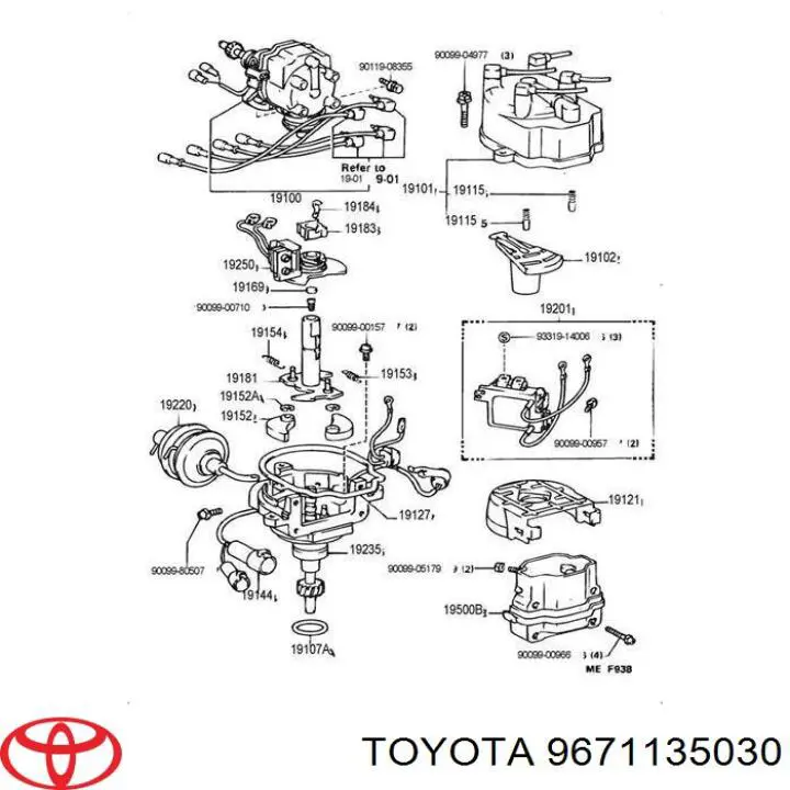 9671135030 Toyota Pierścień uszczelniający rozdzielacza zapłonu