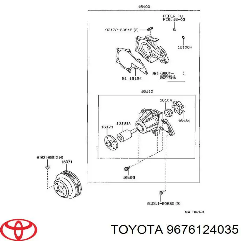 Uszczelka pompy wodnej Toyota Corolla (E9)